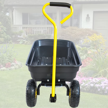 Garden Dump Cart Heavy Duty 330LBS | Steel Frame Pneumatic Tires Lawn Yard Farm Utility Wagon
