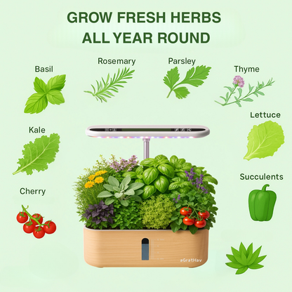 Hydroponic Garden Kit 14-Pod with LED Grow Light – Smart Timer, Quiet Pump & 1.32 Gal Tank, 75-Piece Indoor Herb Garden System for Vegetables, Flowers & Herbs, Plug & Play