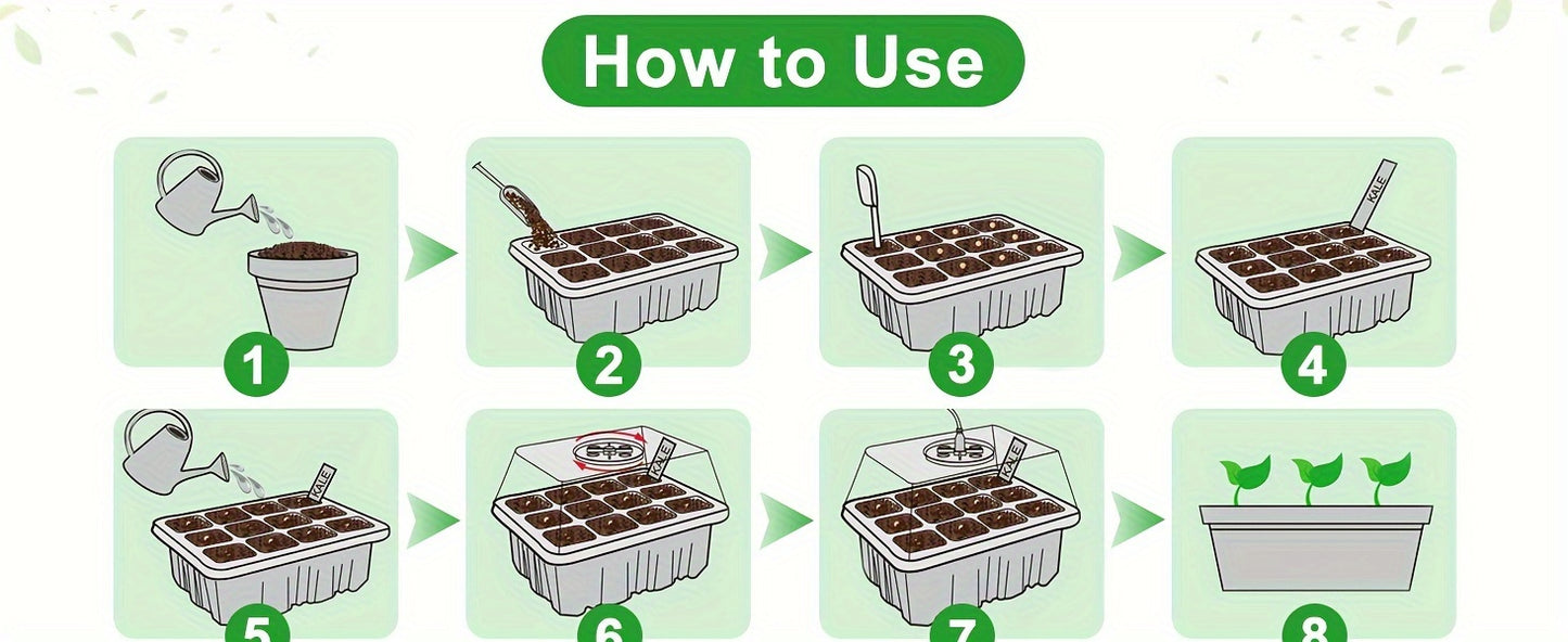Seed Starter Kit with Grow Light LED | Indoor Mini Greenhouse Germination