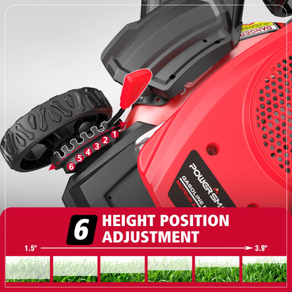 Gas Lawn Mower 18-Inch 140cc 4-Stroke Engine 3-in-1 Push Mower with Rear Bag Side Discharge Mulching 6-Position Height Adjustment Walk-Behind