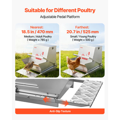 Automatic Chicken Feeder Treadle 40 lbs Galvanized Steel Lockable
