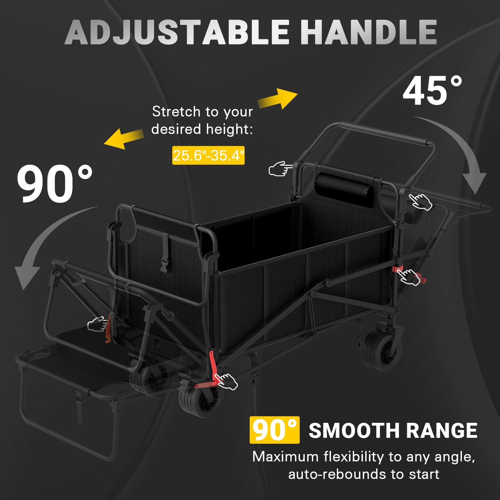 Folding Wagon 2-in-1 Convertible Beach Chair 650LBS | All-Terrain Utility Cart Camping Beach Garden Shopping