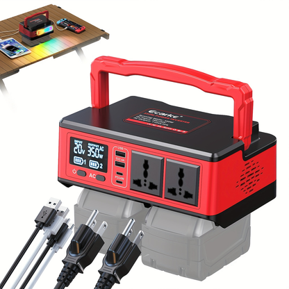 Battery Inverter for Dewalt 20V & 18V - 200W/350W/550W DC to AC 110V, USB, Type-C & AC Outlet, LED Work Light, Portable Power Supply for Camping, Outdoor & Emergency (Bare Tool)
