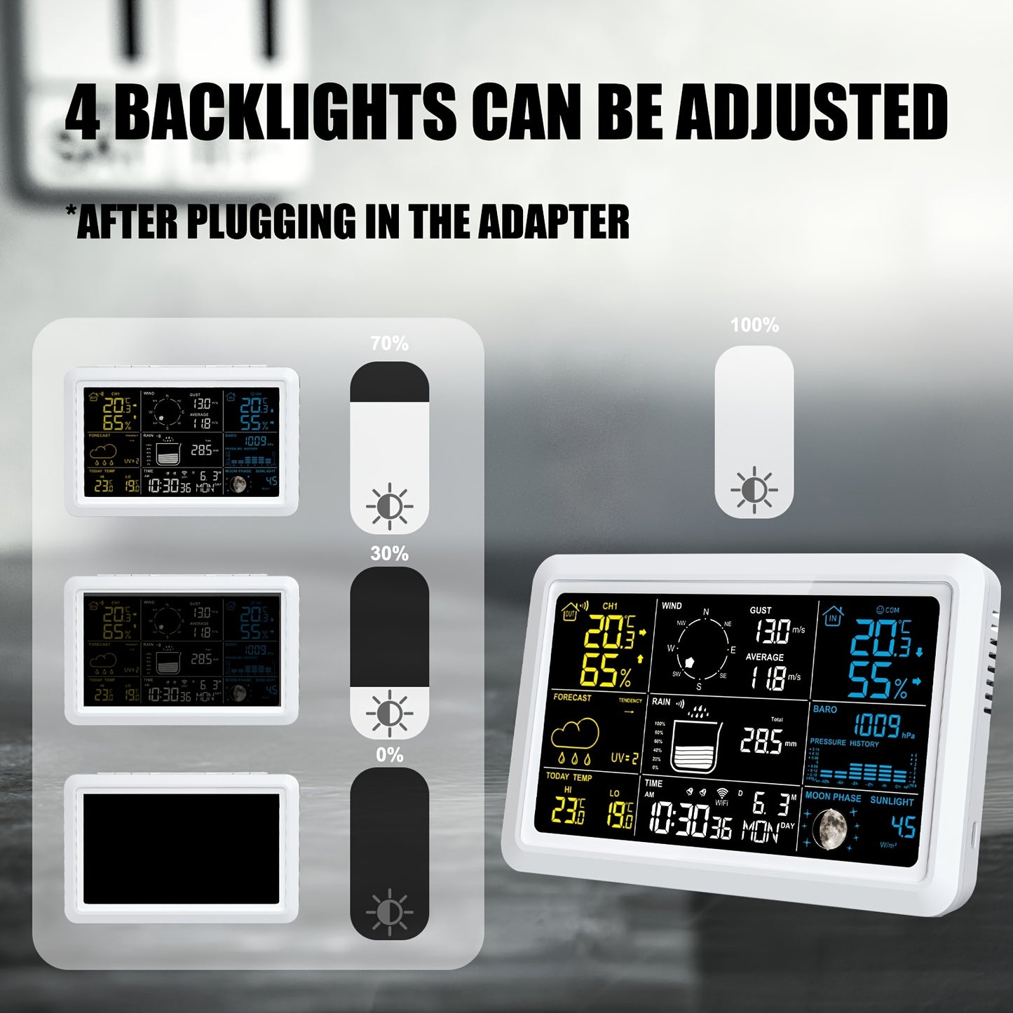 WiFi Weather Station | 7-in-1 Rain Gauge Wind Speed App Forecast