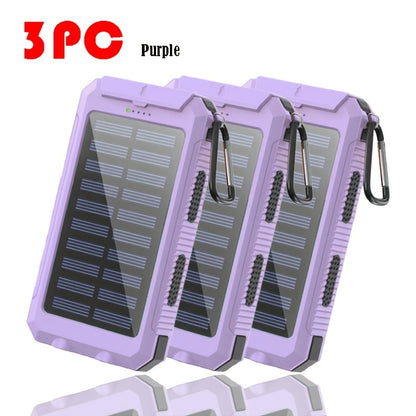 Solar Charger 12800mAh Portable Power Bank - Dual USB 5V Output, LED Flashlight, Outdoor Backup Battery for All Cell Phones, Camping, Hiking & Emergency Use