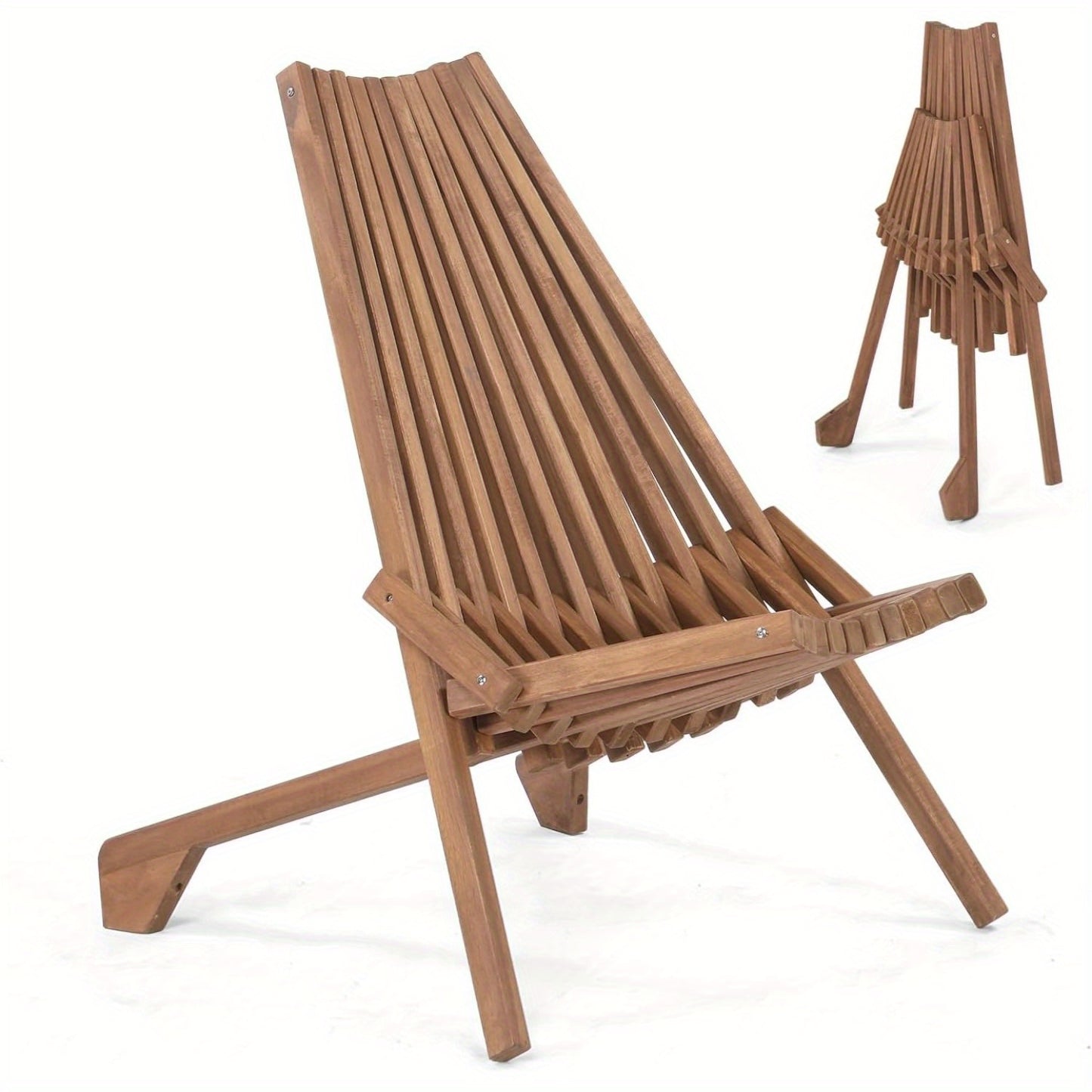 Wood Folding Outdoor Chairs Set of 1/2/4 – Patio Lounge Chair 350LBS