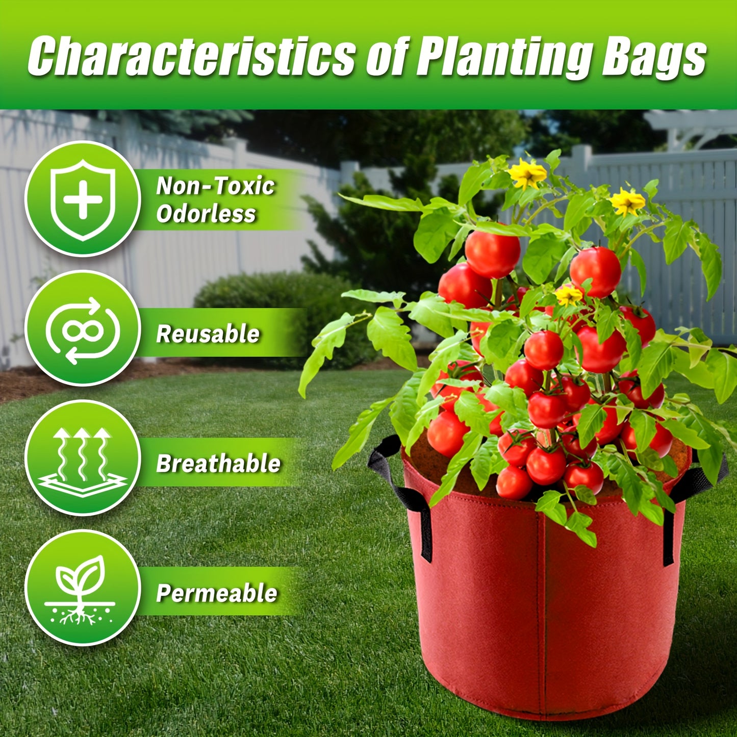 Colorful Grow Bags 10 Gallon 7-Pack with Handles | Breathable Fabric Plant Pots for Tomatoes Vegetables Flowers | Aeration Planter Indoor Outdoor Garden
