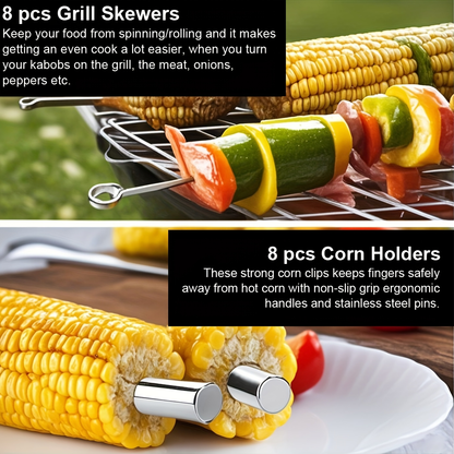 Stainless Steel BBQ Grill Tool Set 35PC – Complete Barbecue Kit with Thermometer, 2 Grill Mats & Aluminum Carry Case for Outdoor Grilling, Camping & Backyard Cookouts – Perfect Gift for Dad & Grill Masters