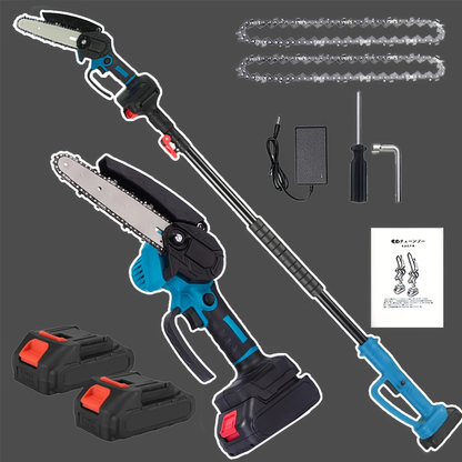 Pole Saw Set with Electric Chainsaw – 6-Inch Cordless Pruner, Long-Handle Scissor Kit, Safety Lock for Tree Pruning & Landscaping