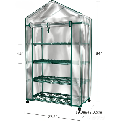Walk-In Greenhouse Outdoor with Screen Windows – Heavy-Duty PE Cover, Portable Plant Shelter with Shelving Clips, Available in 27", 56" & 71" Sizes