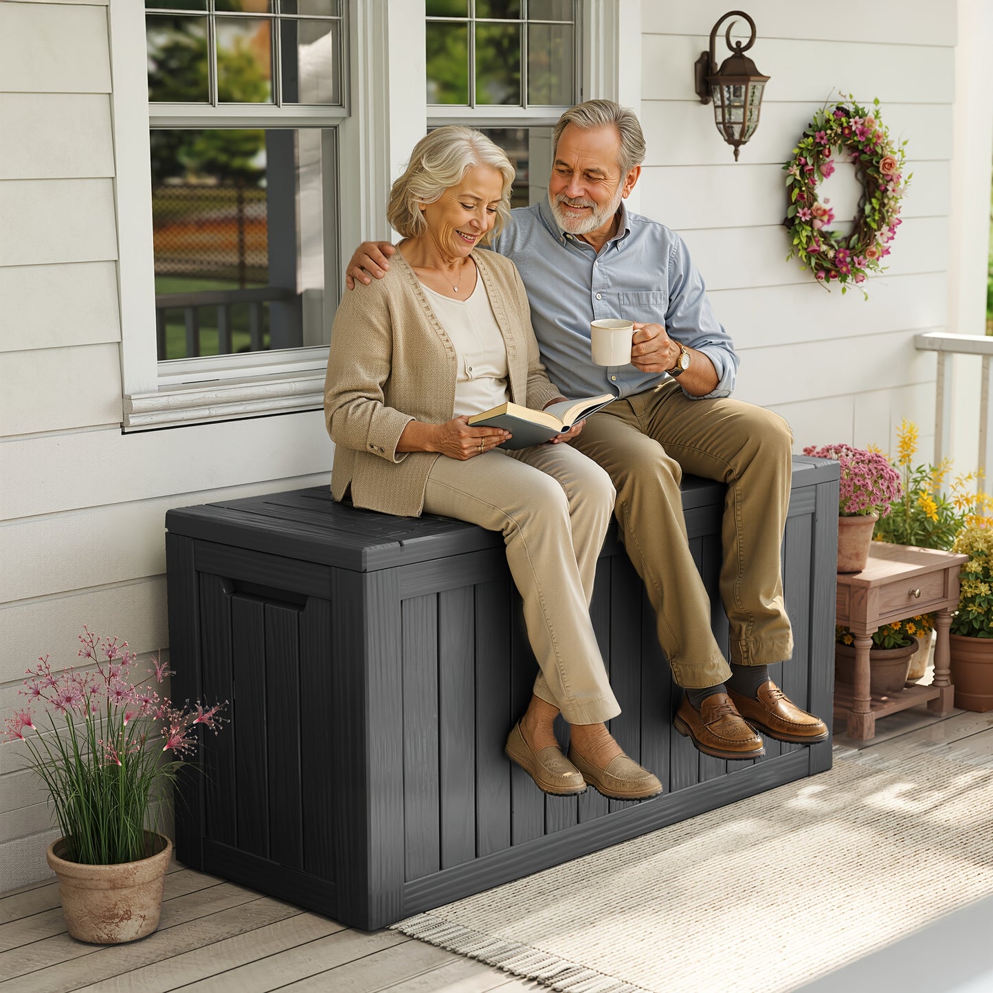 Deck Box Outdoor Storage Lockable Resin | Patio Garden Pool Cushions