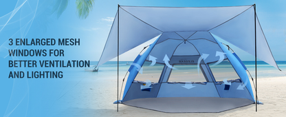 Beach Tent 4-6 Person UPF 50+ 360° Canopy Pop Up Sun Shade Shelter