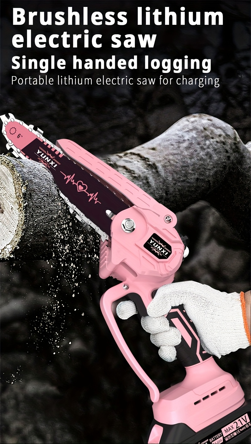 Cordless Electric Pruning Saw Handheld Mini Chainsaw Wireless Portable Tree Branch Cutter with Safety Lock Rechargeable Battery for Yard Garden Trimming
