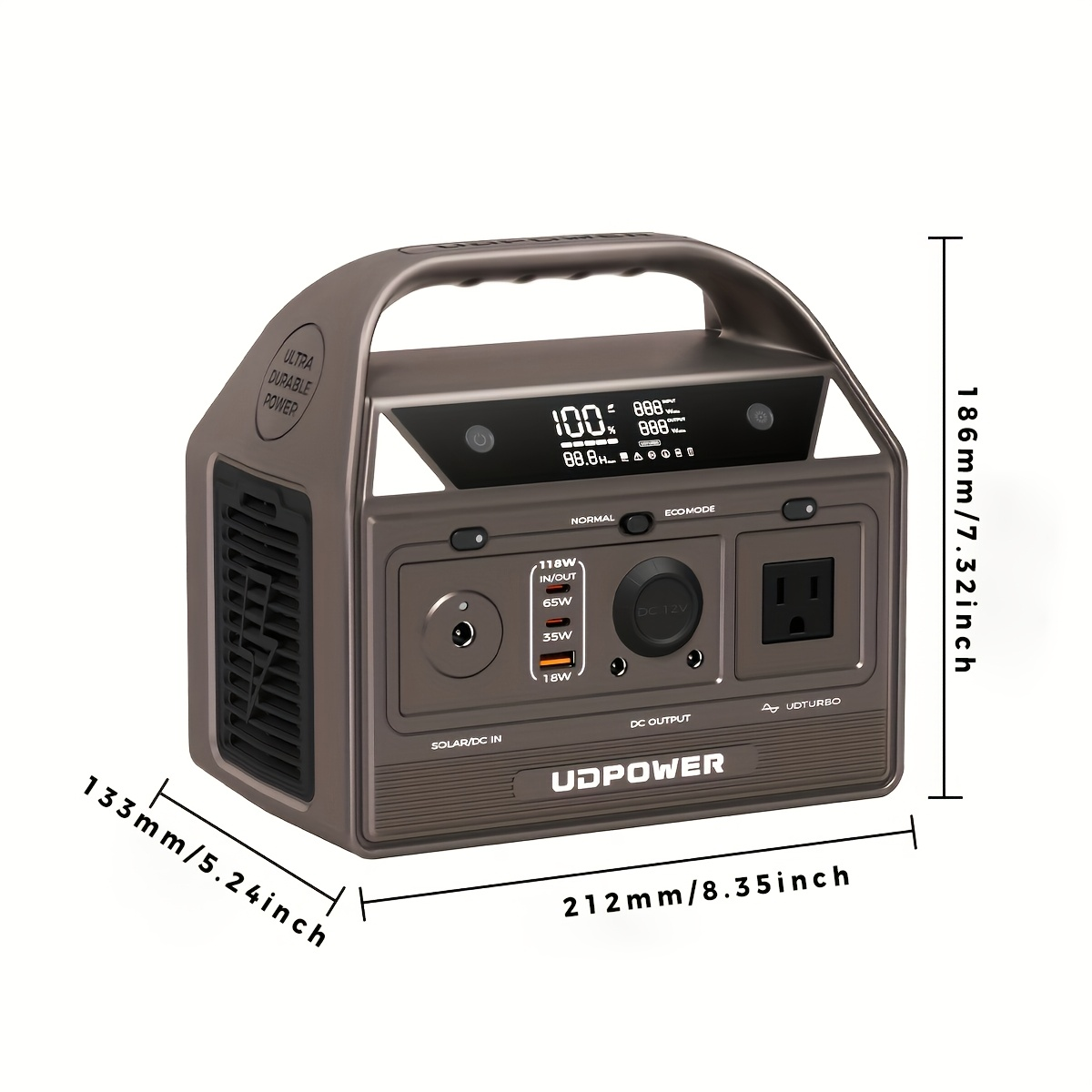 LiFePO4 Power Station 600W 595Wh Solar Generator 9 Outputs AC PD USB-C DC LED for Home Camping RV Travel Emergency Backup Off-Grid Power Supply