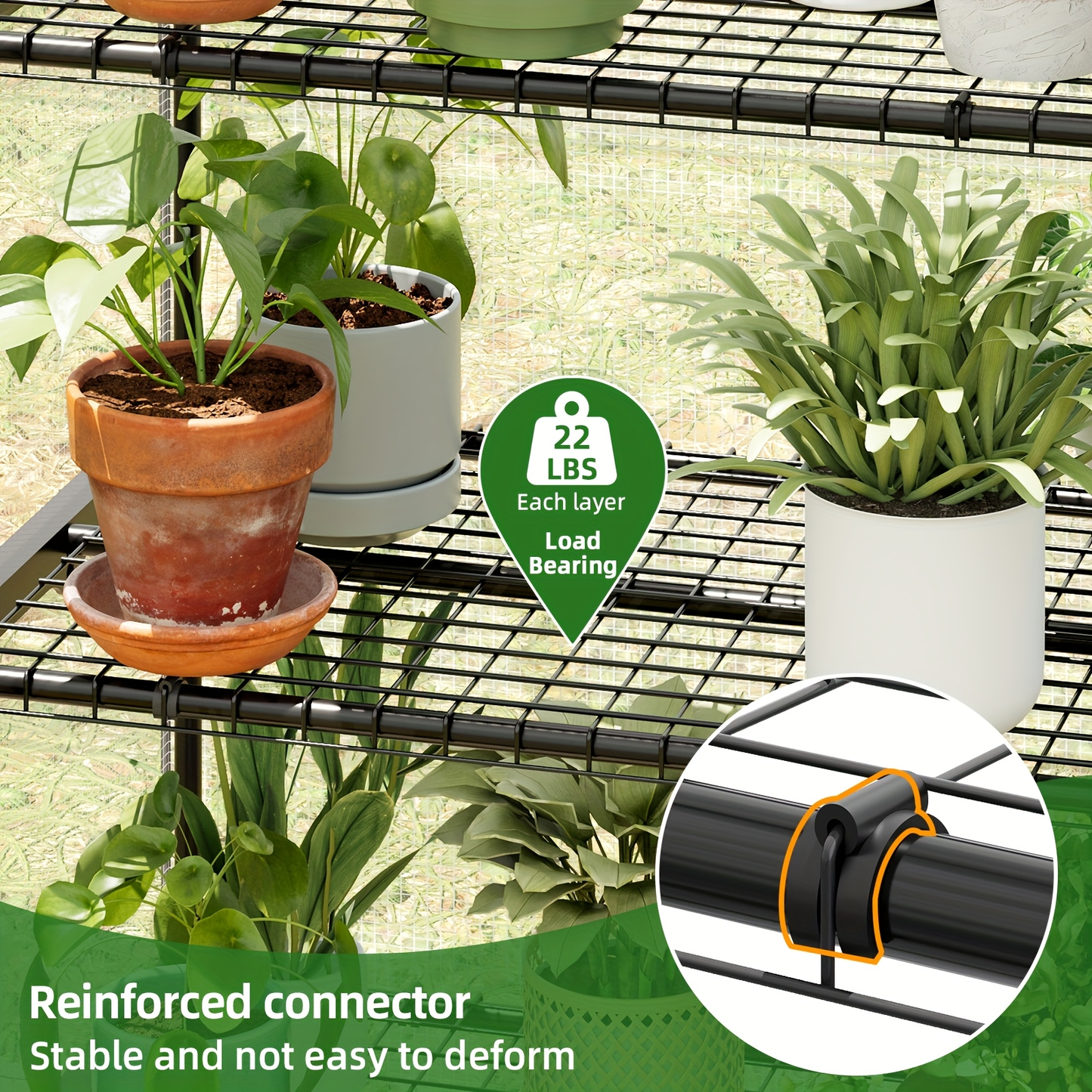 Garden Greenhouse Shelves 3/4-Layer Iron Frame with Durable PE Cover, Portable Indoor Outdoor Plant Greenhouse for Seedlings, Herbs & Flowers, White & Green