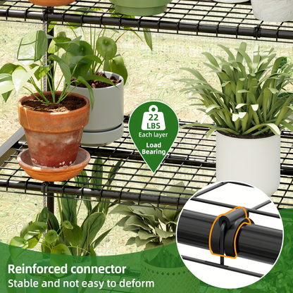 Garden Greenhouse Shelves 3/4-Layer Iron Frame with Durable PE Cover, Portable Indoor Outdoor Plant Greenhouse for Seedlings, Herbs & Flowers, White & Green