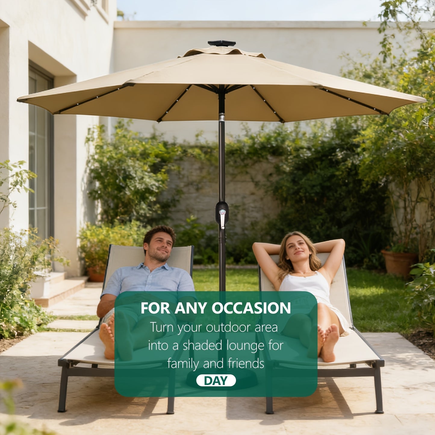 Outdoor Umbrella 9FT Solar LED Lights for Patio Garden Pool Beach