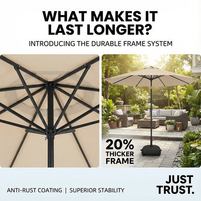 Market Umbrella 9FT Patio Outdoor Table Umbrella with Vent & Base