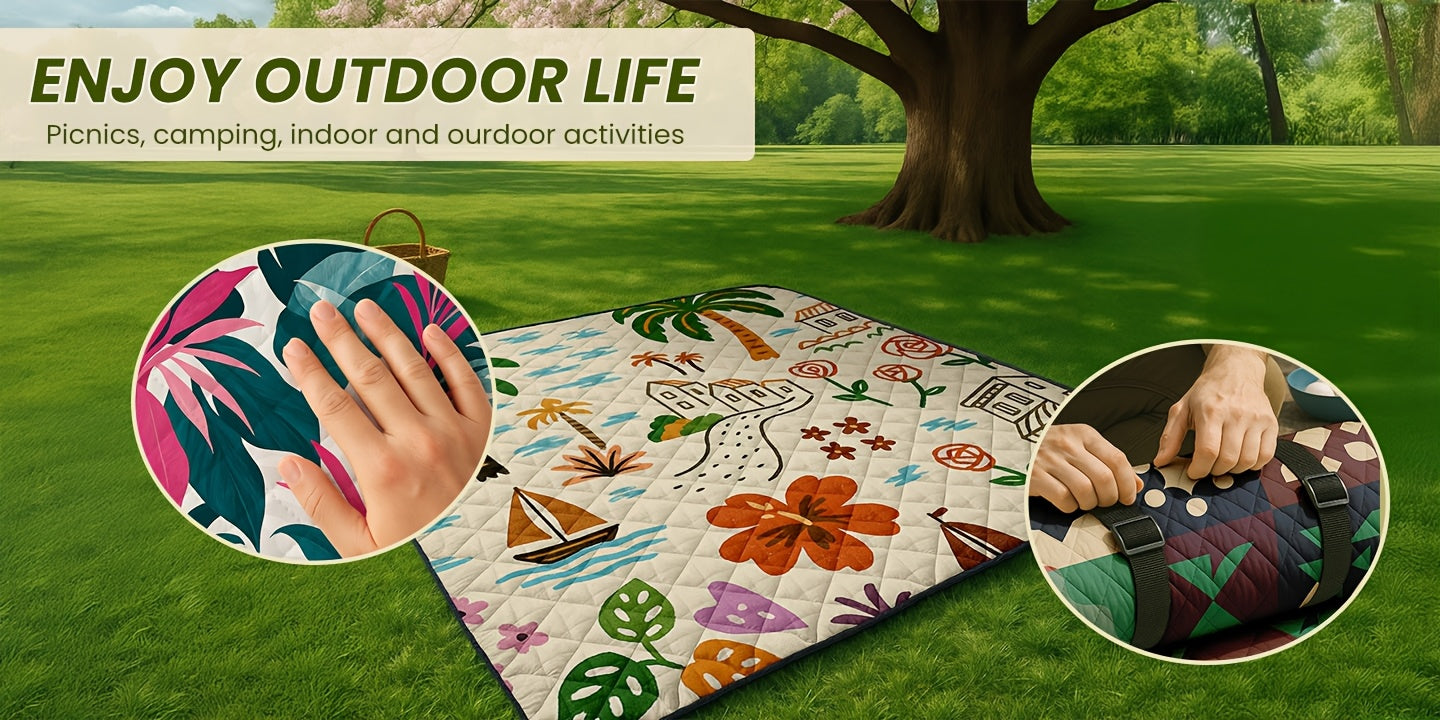 Picnic Blanket Waterproof | Foldable Padded Beach Park Camping Mat