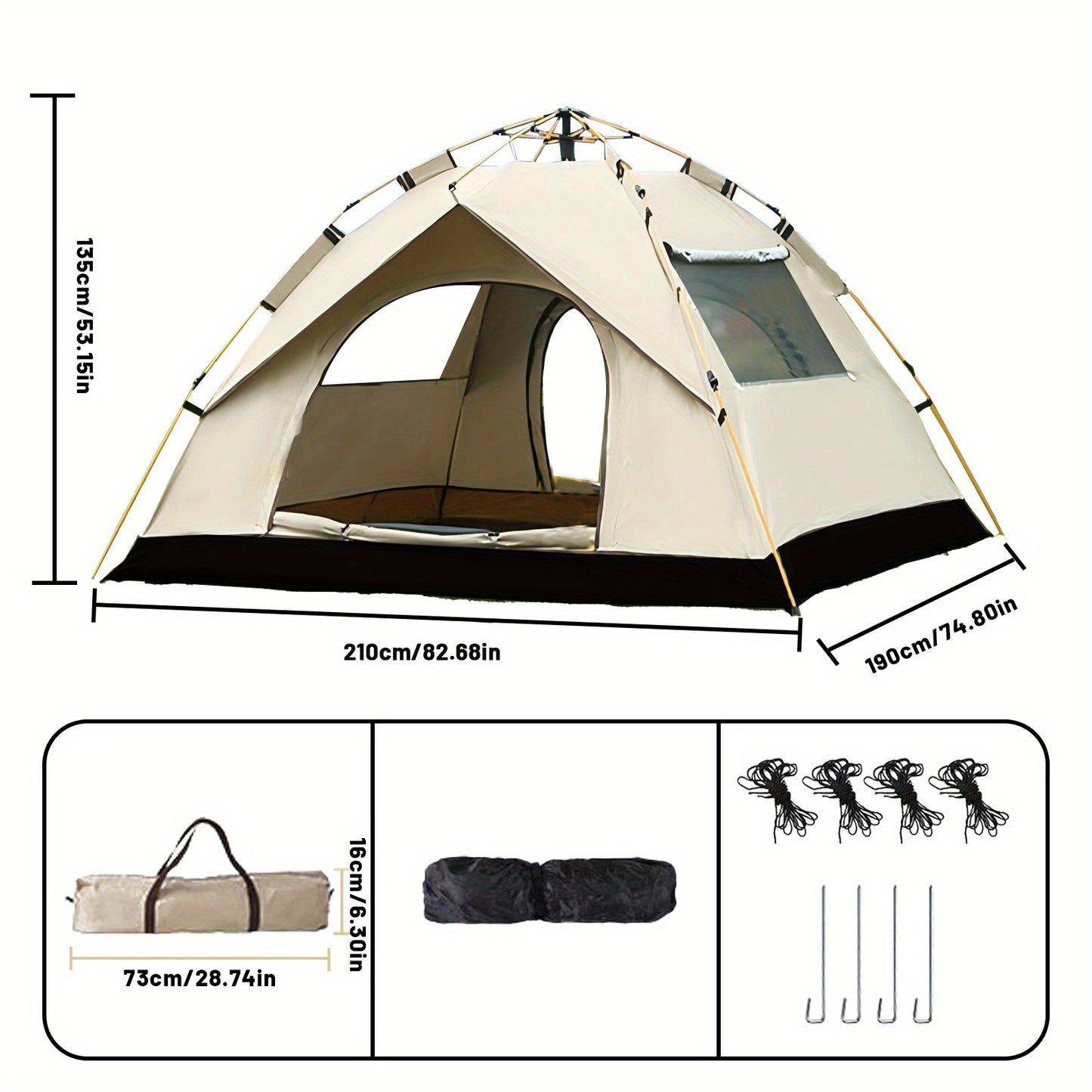 4 Person Camping Tent Automatic Quick Setup – 4-Season Outdoor Shelter