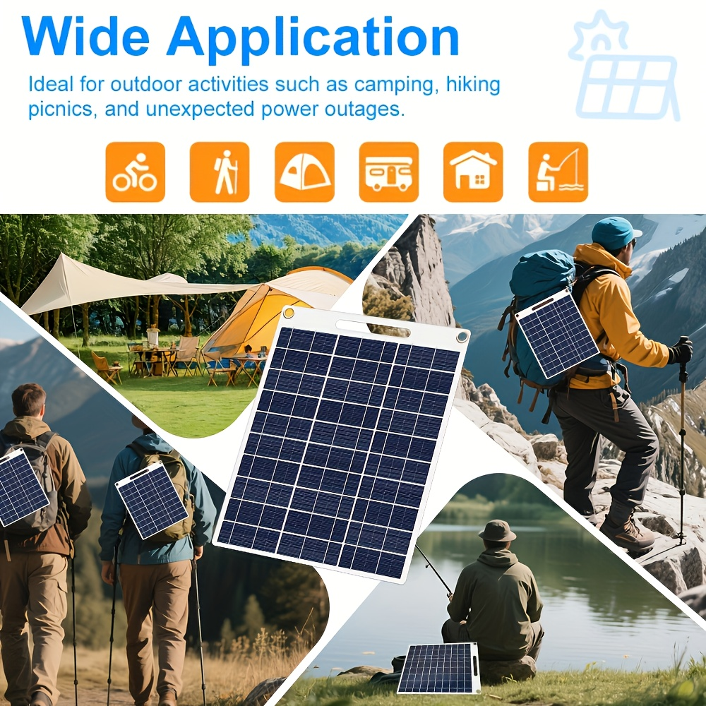 [Portable Solar Panel] Lightweight Portable Solar Panel Solar Panel Winter Outdoor Solar Charger with USB Safe Charging Stabilizer Battery Charger Mobile Phones, Flashlights, Fans Outdoor Camping Home, Portable Backup Power, Lightweight Charger