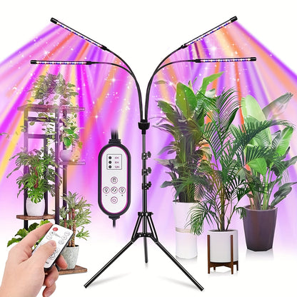 Remote Control Grow Light 4/5 Head Red Blue White Full Spectrum | 29-61'' Adjustable Tripod Stand Auto Timer | Indoor Plants Wireless Floor Lamp