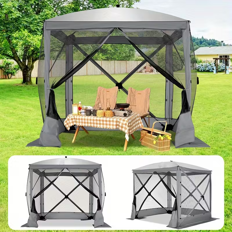 Pop Up Gazebo 8x8ft Mesh Screen Tent Portable Camping Garden Picnic