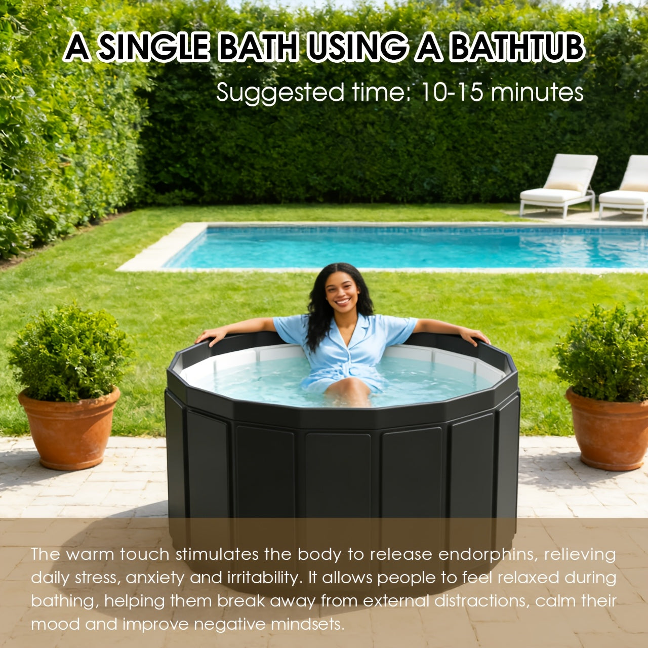 Inflatable Hot Tub 41.3in 150.58gal Capacity, 2-3 Person Portable Spa Tub, Durable Outdoor Bathtub for Backyard Patio Ice Bath & Hot Water Relaxation
