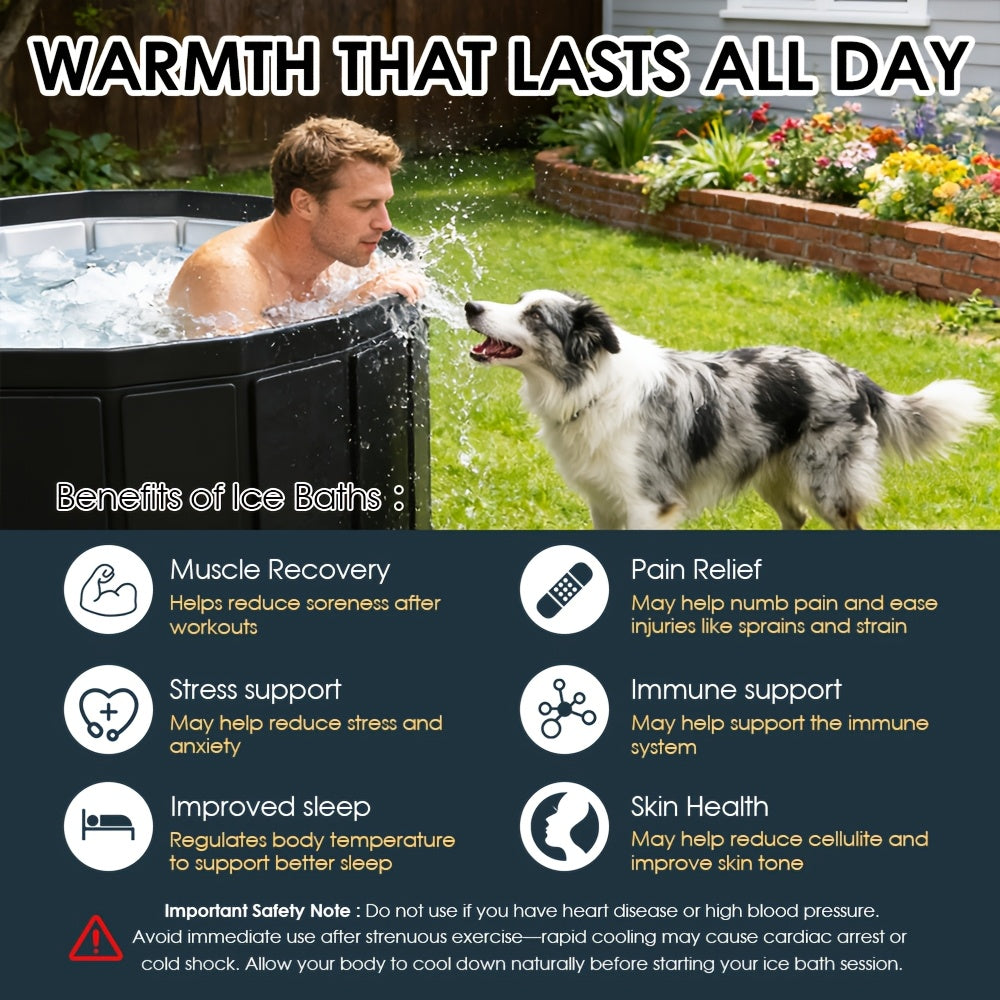 Inflatable Hot Tub 41.3in 150.58gal Capacity, 2-3 Person Portable Spa Tub, Durable Outdoor Bathtub for Backyard Patio Ice Bath & Hot Water Relaxation