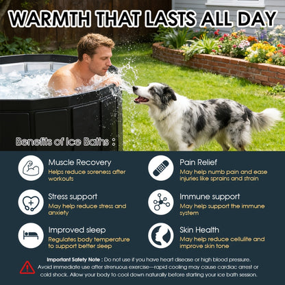 Inflatable Hot Tub 41.3in 150.58gal Capacity, 2-3 Person Portable Spa Tub, Durable Outdoor Bathtub for Backyard Patio Ice Bath & Hot Water Relaxation
