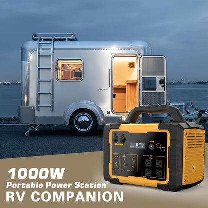 Off-Grid Power Station 1000W 2000W Peak 1075Wh LiFePO4 Battery Solar Generator Fast Charging for Home Emergency Camping Hunting Outdoor RV Backup