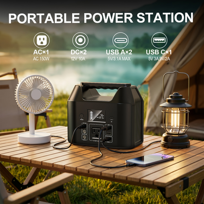 Battery Generator Portable Power Station 150W & 650W 576Wh | AC Outlet, Solar Input, LED Light, Power Bank for Camping, RV, Emergency, Home Backup, Travel