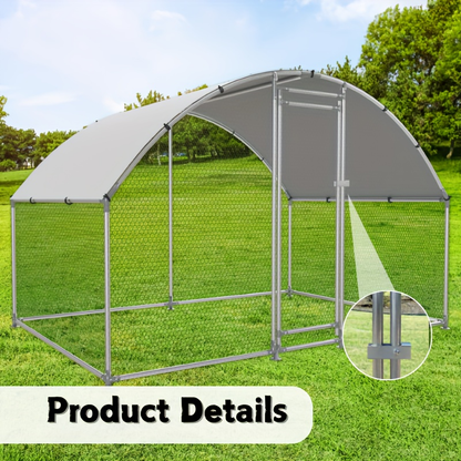 Walk-in Chicken Coop Large Heavy-Duty Metal Poultry Pen with Waterproof UV-Proof Roof Cover - Outdoor Backyard Farm Enclosure for Chickens Ducks Geese Rabbits, Multiple Sizes