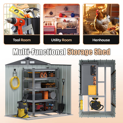 Metal Shed with Floor | Galvanized Steel Backyard Pool Bike Storage