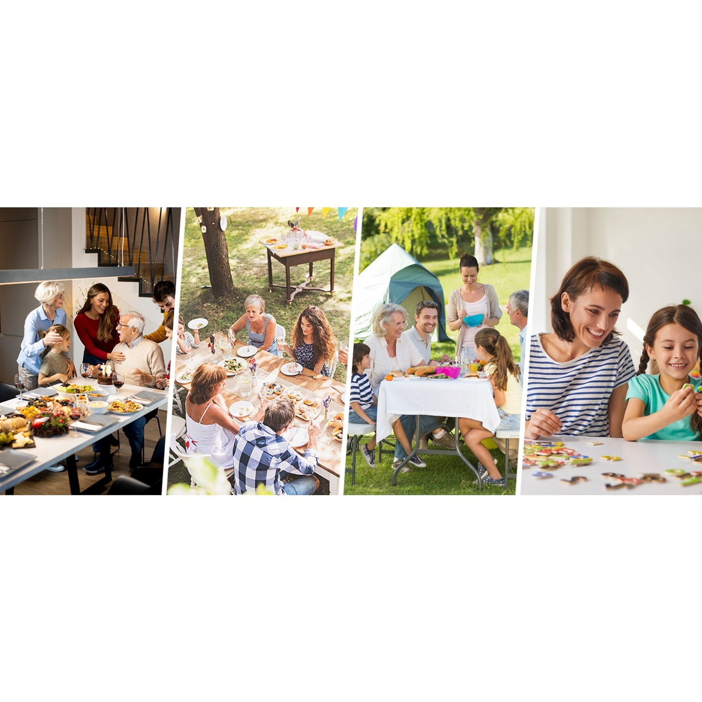 Folding Table 6 ft Narrow HDPE Top 350 lbs Capacity Steel Frame Portable Indoor Outdoor Table for Party, Buffet, Camping & Office