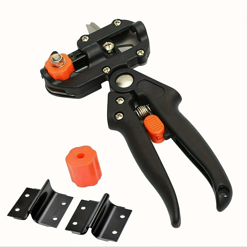 Garden Grafting Tool 2-in-1 with 2 Replacement Blades & Grafting Base, Professional Pruning Scissor Shear for Plant Branch, Vine & Fruit Tree Trimming and Grafting