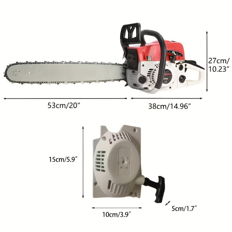 62CC Gas Chainsaw 20 Inch – 2-Stroke Engine, Anti-Vibration, Logging & Farm