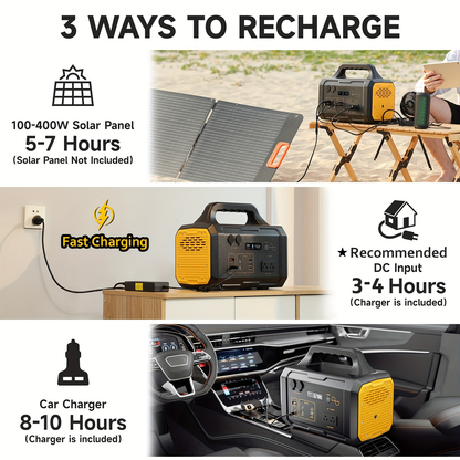 Solar Generator Portable Power Station 293Wh/1075Wh – 300W/1000W AC Outlet, 2 DC Ports, 3 USB Ports, Battery Backup for Camping, Outdoor Trips & Emergencies
