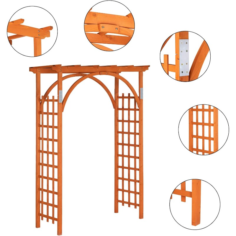 Teak Wood Pergola Arbor 85" Wedding Arch Garden Climbing Trellis