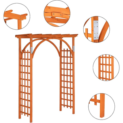 Teak Wood Pergola Arbor 85" Wedding Arch Garden Climbing Trellis