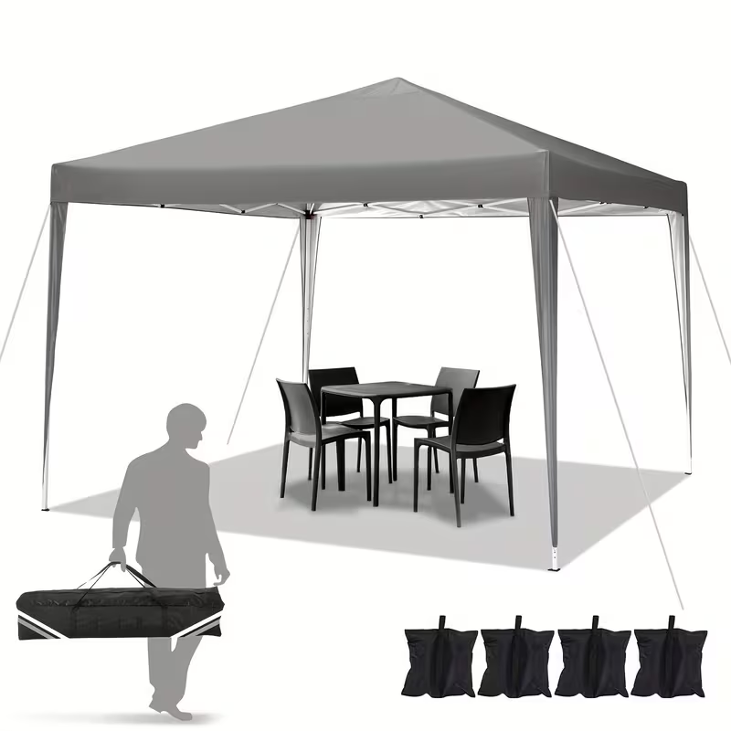 Pop Up Canopy Tent 10x10ft UPF50+ Waterproof Portable Gazebo Sandbags