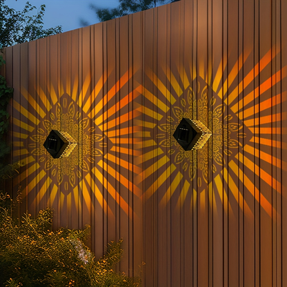 Solar Fence Lights Outdoor - IP65 Waterproof Metal Step Wall Light for Garden Pillar Patio Courtyard Multicolor & Warm LED Decor