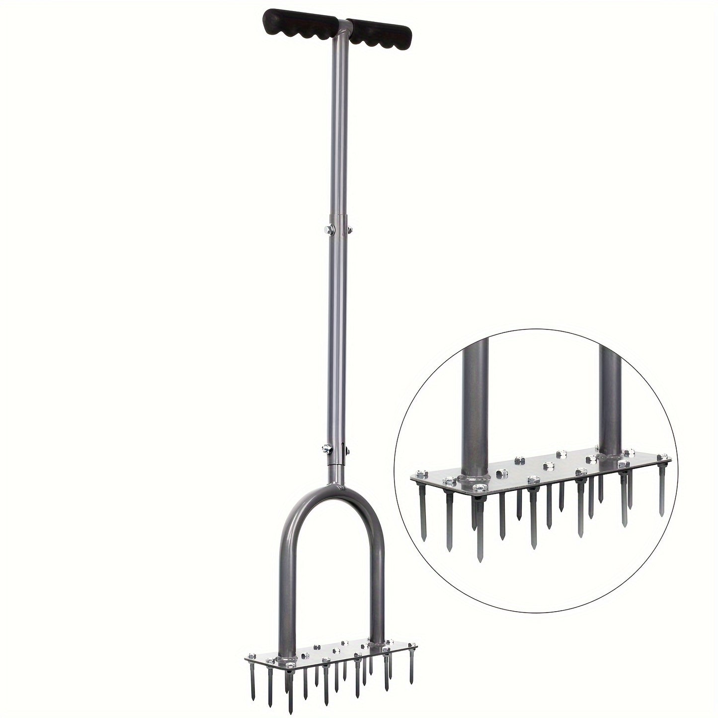 Spike Lawn Aerator with 15 Iron Spikes - Heavy Duty Metal Manual Dethatching & Soil Aerating Tool, Pre-Assembled Grass Aerator for Yard, Garden & Patio Lawn Aeration to Revive Lawn Health