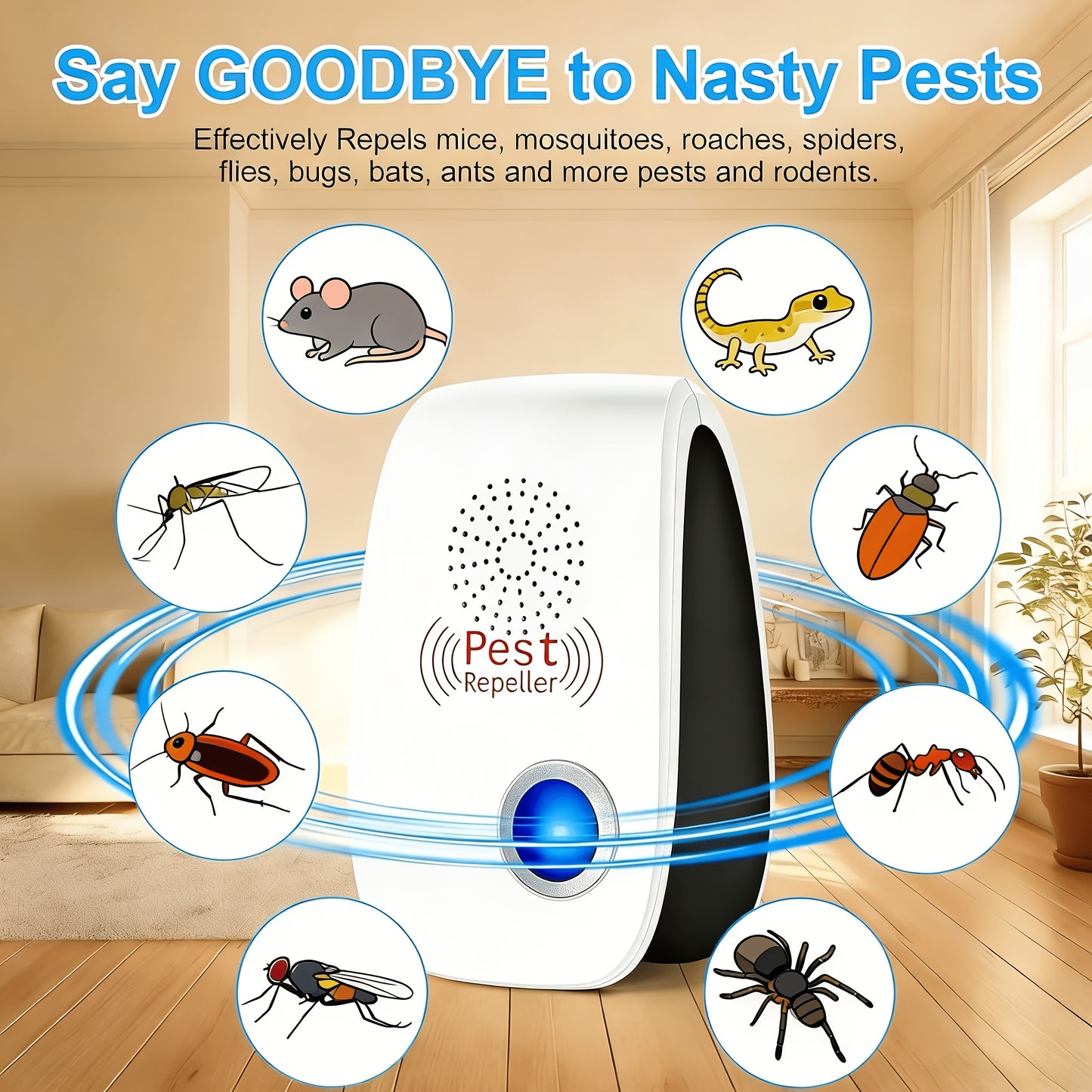 Ultrasonic Pest Repeller Plug-In 2025 Upgrade – Electronic Indoor Pest Control for Cockroaches, Mice, Rodents, Ants, Mosquitoes & Spiders, Set of 4/6/8 Units for Whole-Home Coverage