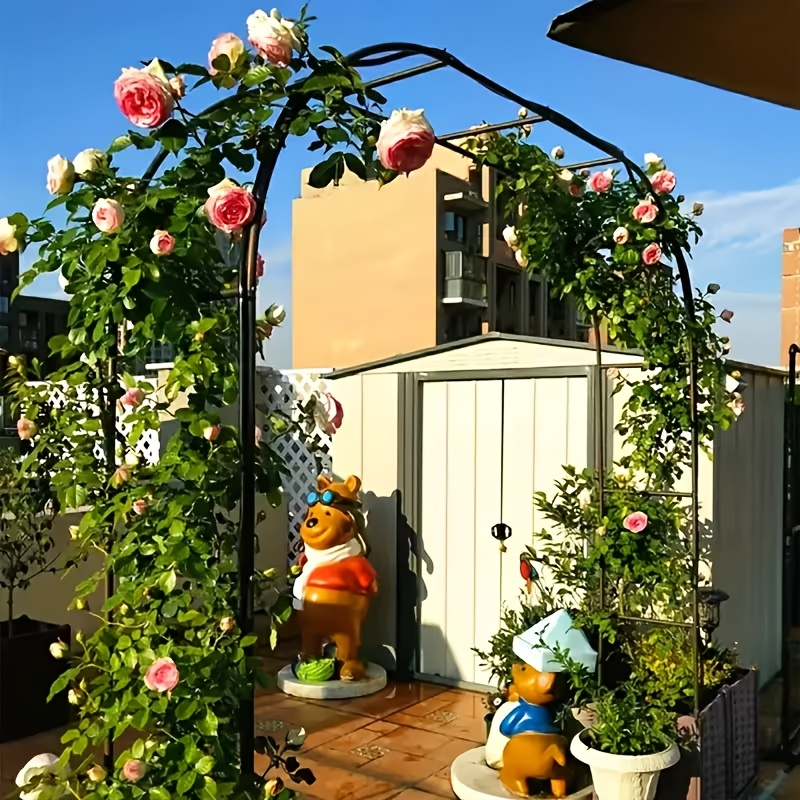 Metal Garden Arch Heavy-Duty Steel Frame Adjustable Climbing Plant Trellis