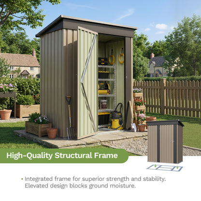 Garden Storage Shed | Metal Lockable Tool Backyard Waterproof Compact