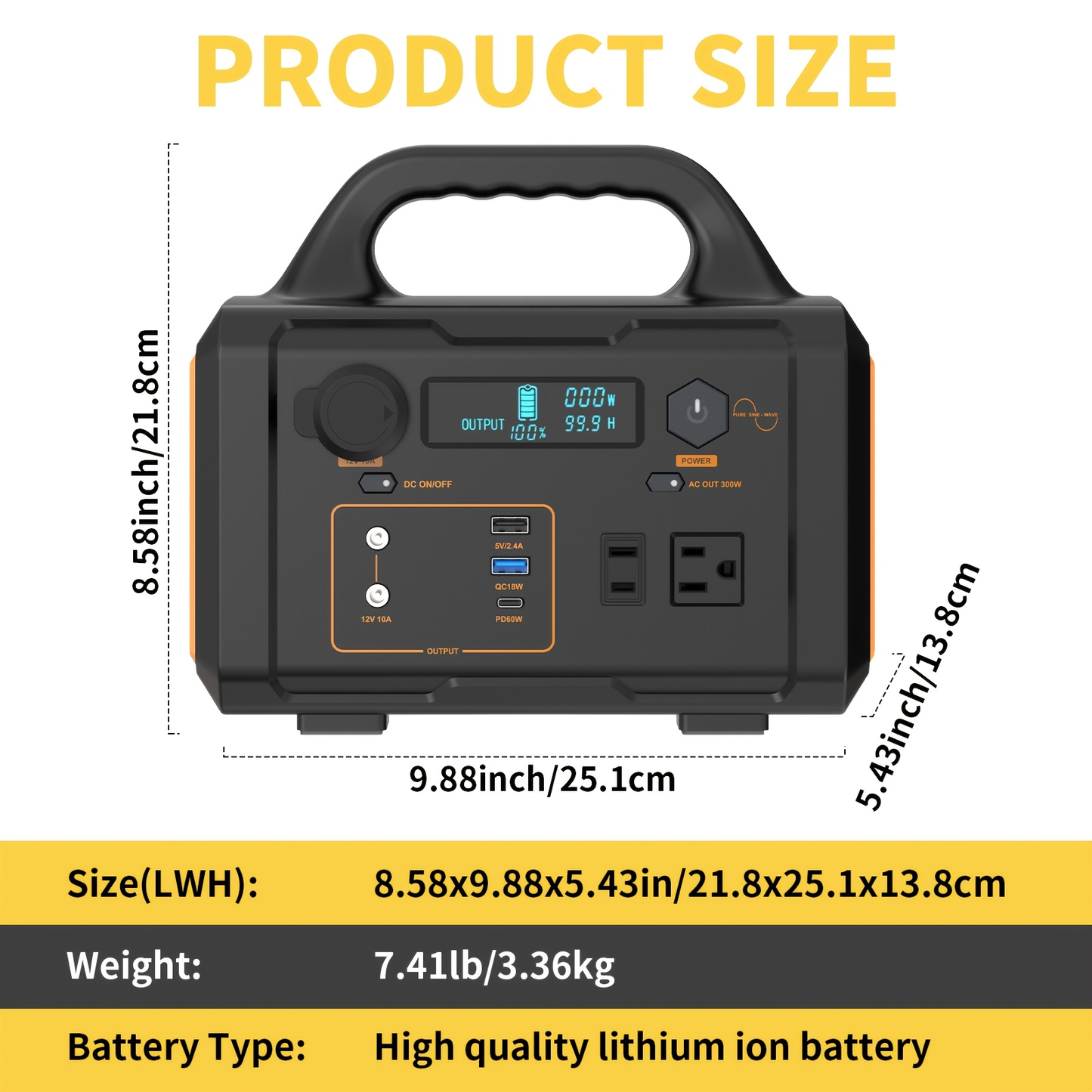 Solar Generator Portable Power Station 293Wh/1075Wh – 300W/1000W AC Outlet, 2 DC Ports, 3 USB Ports, Battery Backup for Camping, Outdoor Trips & Emergencies