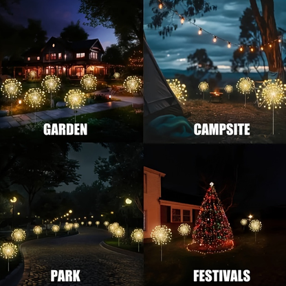 Solar Dandelion Lights with Remote Control 540/1080 LED 8 Modes Warm White – 6/12 Pack Outdoor Fireworks Stake Lights for Lawn Garden Christmas Halloween Festival Decoration