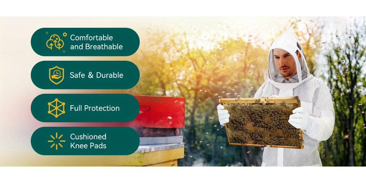 Beekeeping Suit Triple Layer Sting-Resistant Gloves 2 Veils S-3XL
