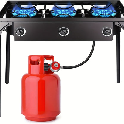 Propane Camp Stove 225000 BTU High-Pressure Burner Portable Outdoor Cooking Stove Detachable Legs Stainless Steel 1/2/3 Burner
